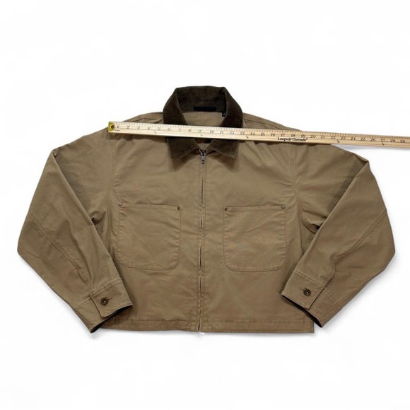 Women’s Uniqlo Zip-Up Short Jacket with Corduroy Collar Large Pockets Boxy Fit L - Picture 6 of 8